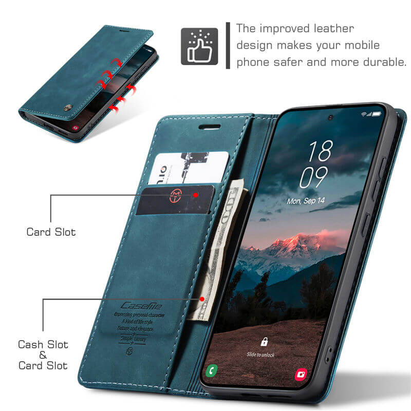 CaseMe Samsung Galaxy S25 Wallet Suede Leather Case