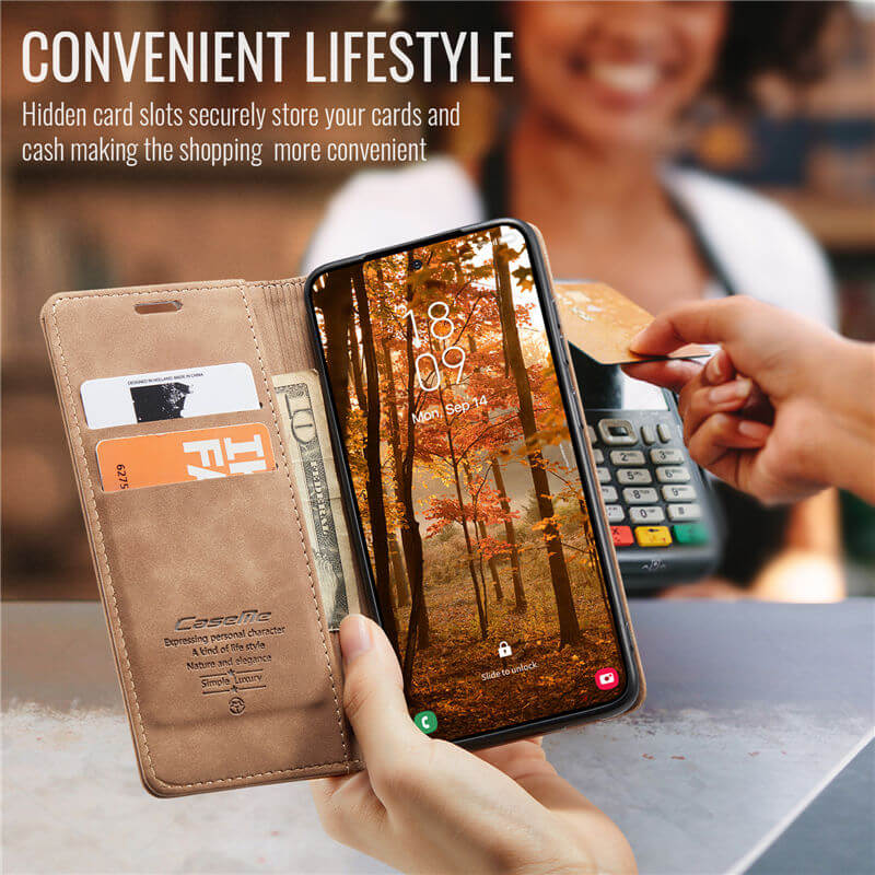 CaseMe Samsung Galaxy S25 Wallet Suede Leather Case