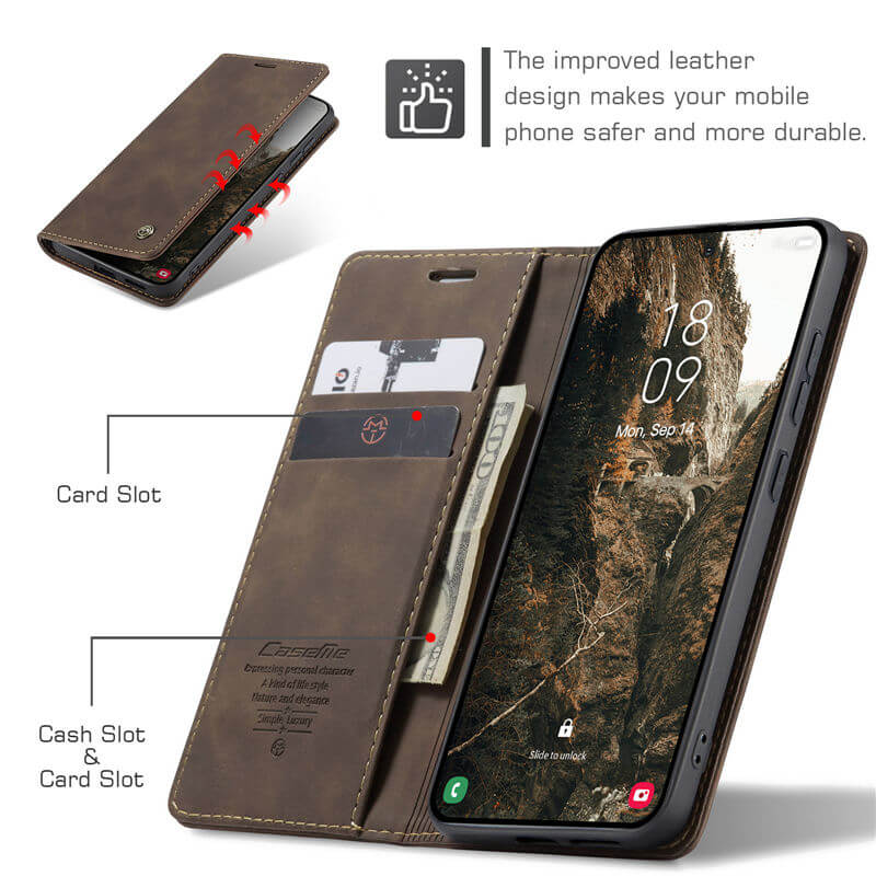 CaseMe Samsung Galaxy S25 Wallet Suede Leather Case
