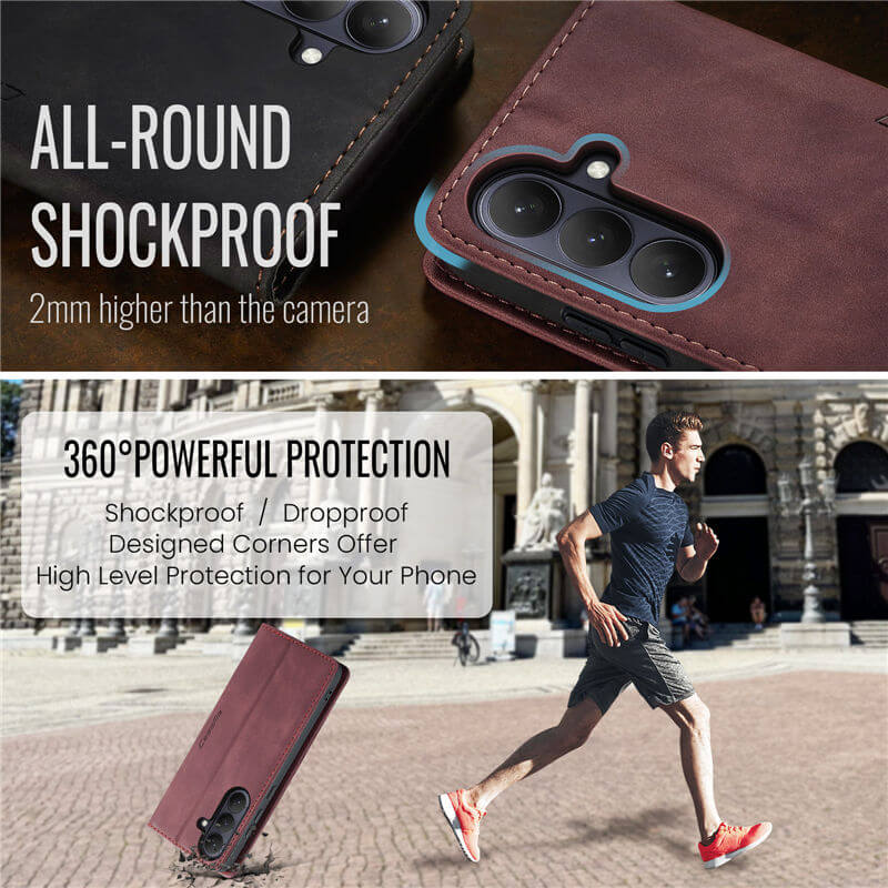 CaseMe Samsung Galaxy S25 Wallet Suede Leather Case