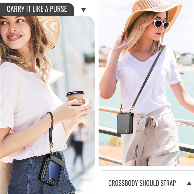 CaseMe Samsung Galaxy Z Flip7 Card Holder Case with Crossbody Strap