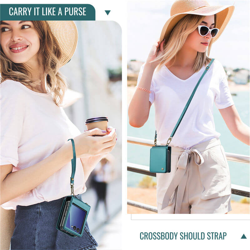 CaseMe Samsung Galaxy Z Flip7 Card Holder Case with Crossbody Strap