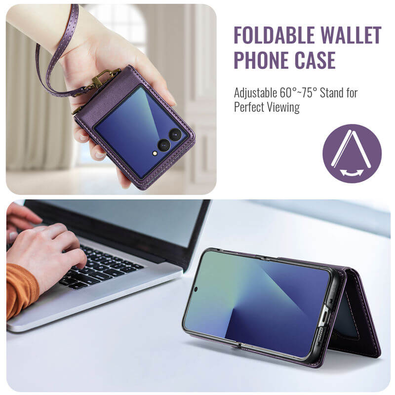 CaseMe Samsung Galaxy Z Flip7 Card Holder Case with Crossbody Strap