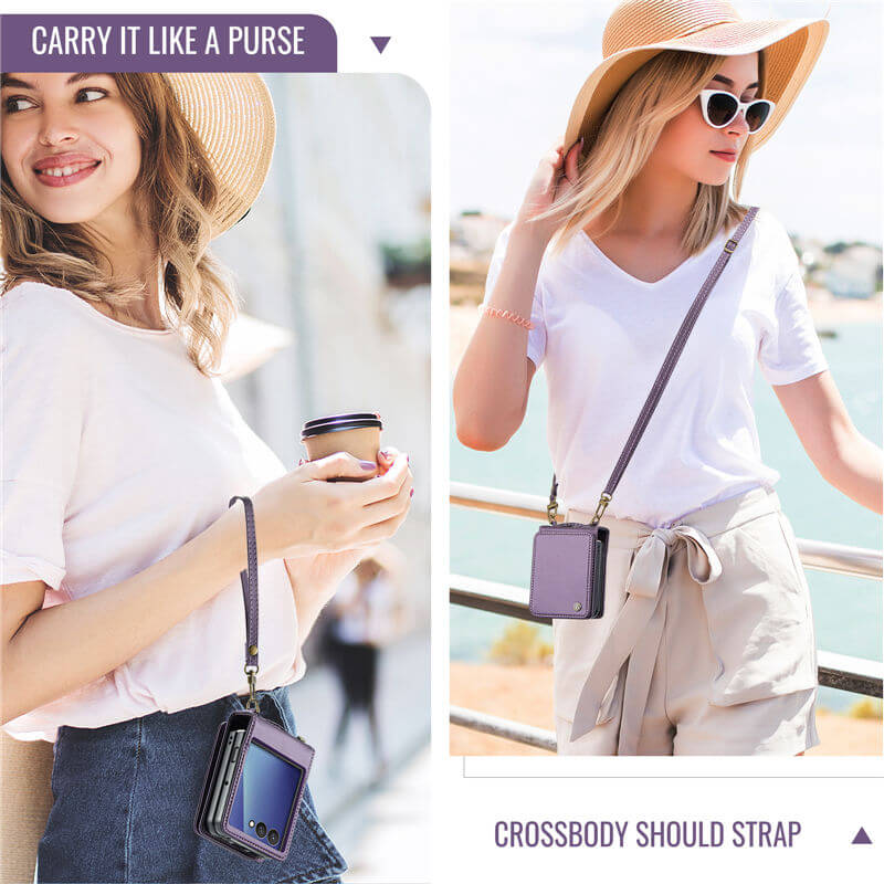 CaseMe Samsung Galaxy Z Flip7 Card Holder Case with Crossbody Strap