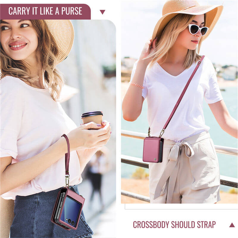 CaseMe Samsung Galaxy Z Flip7 Card Holder Case with Crossbody Strap