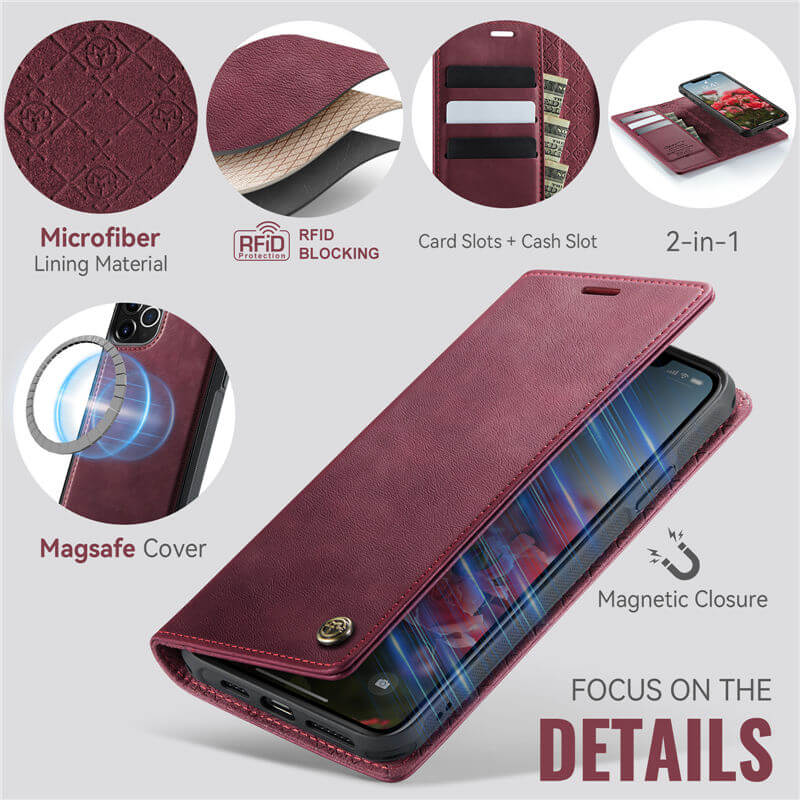 CaseMe iPhone 12 Pro Max 2-in-1 Magnetic Wallet Case