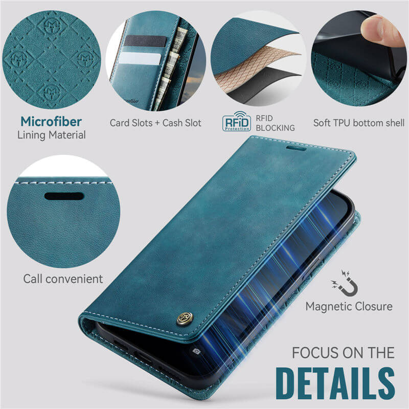 CaseMe iPhone 12 Mini Magnetic Wallet Case with RFID Blocking