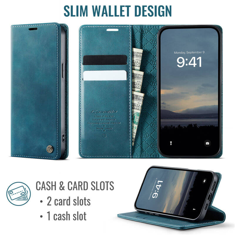 CaseMe iPhone 13 Mini Magnetic Wallet Case with RFID Blocking