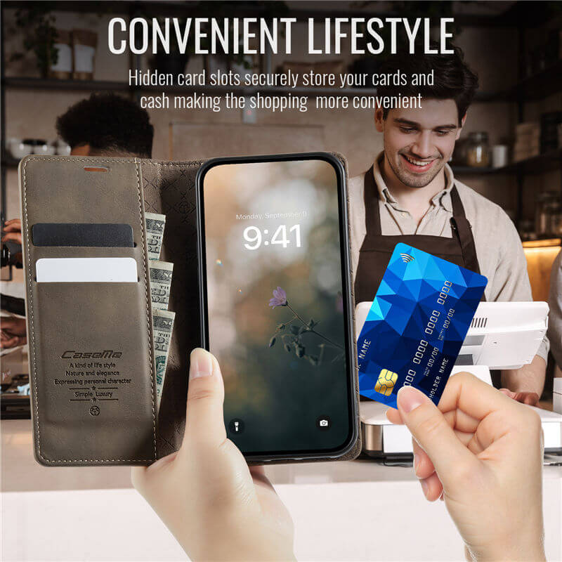 CaseMe iPhone 13 Mini Magnetic Wallet Case with RFID Blocking