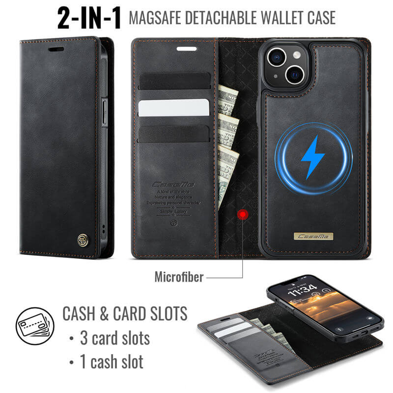 CaseMe iPhone 13 2-in-1 Magnetic Wallet Case