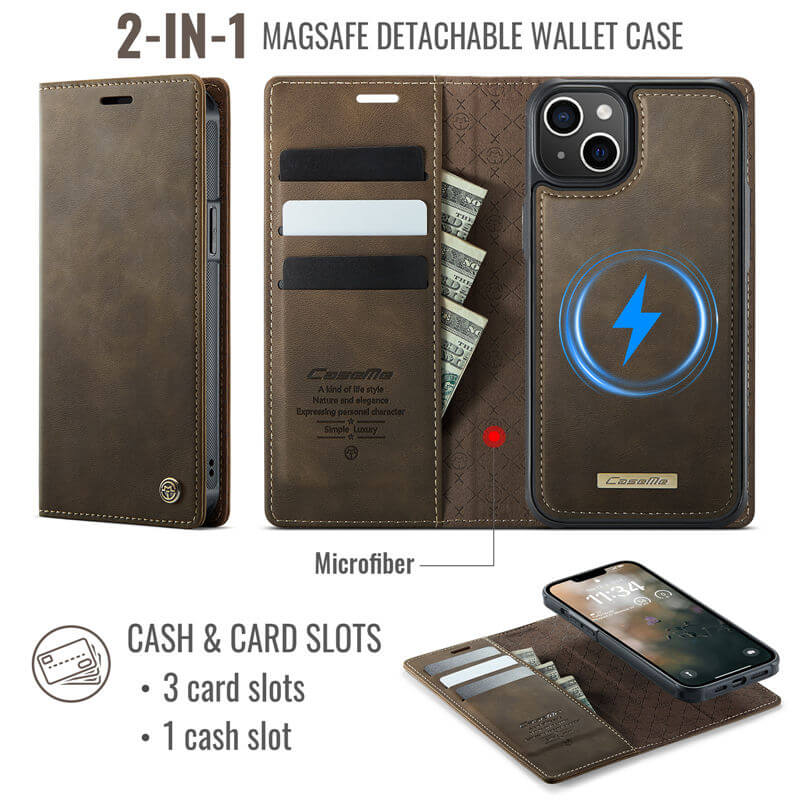 CaseMe iPhone 14 2-in-1 Magnetic Wallet Case