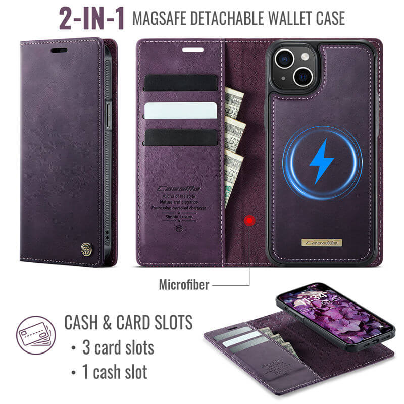 CaseMe iPhone 14 Plus 2-in-1 Magnetic Wallet Case