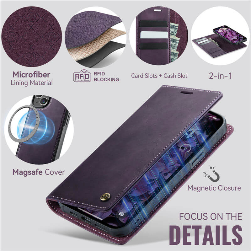 CaseMe iPhone 14 Plus 2-in-1 Magnetic Wallet Case