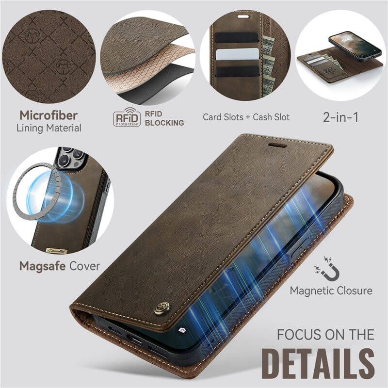 CaseMe iPhone 13 Pro Max 2-in-1 Magnetic Wallet Case