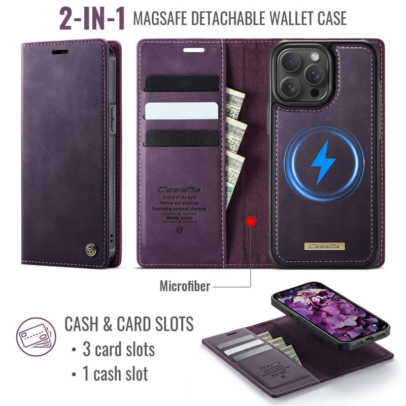 CaseMe iPhone 14 Pro Max 2-in-1 Magnetic Wallet Case