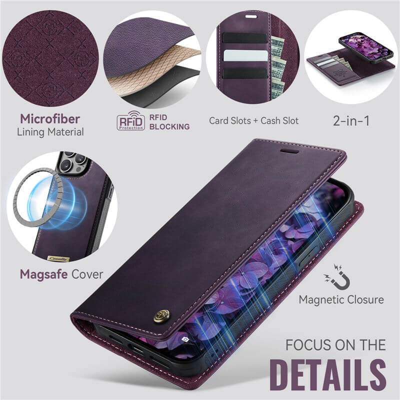 CaseMe iPhone 14 Pro Max 2-in-1 Magnetic Wallet Case