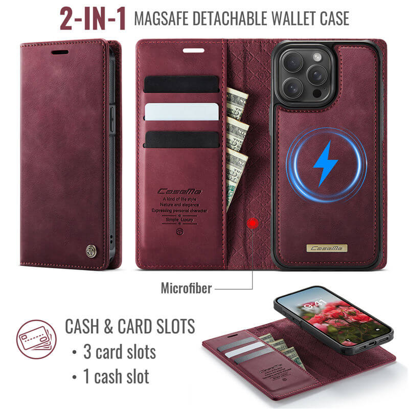 CaseMe iPhone 14 Pro Max 2-in-1 Magnetic Wallet Case