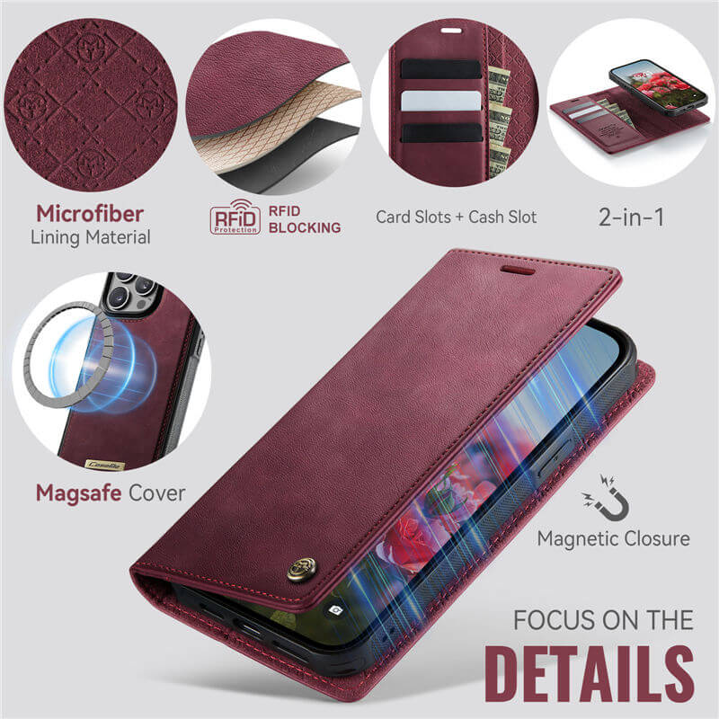 CaseMe iPhone 14 Pro Max 2-in-1 Magnetic Wallet Case