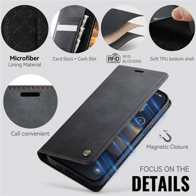 CaseMe iPhone 13 Pro Magnetic Wallet Case with RFID Blocking