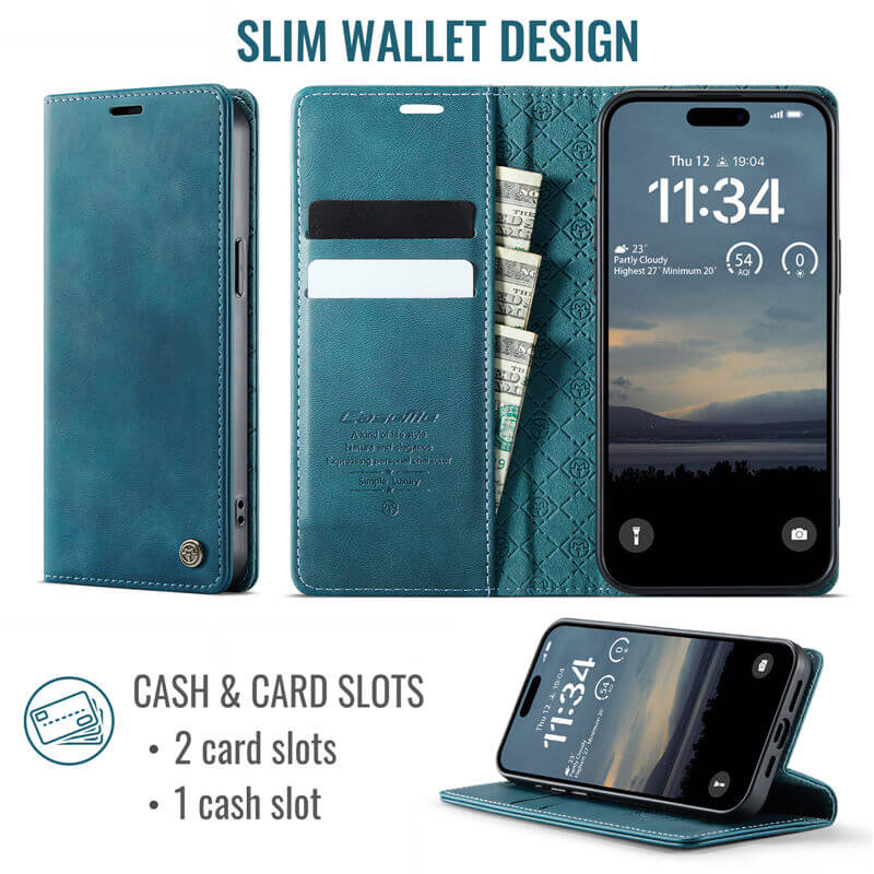 CaseMe iPhone 13 Pro Magnetic Wallet Case with RFID Blocking