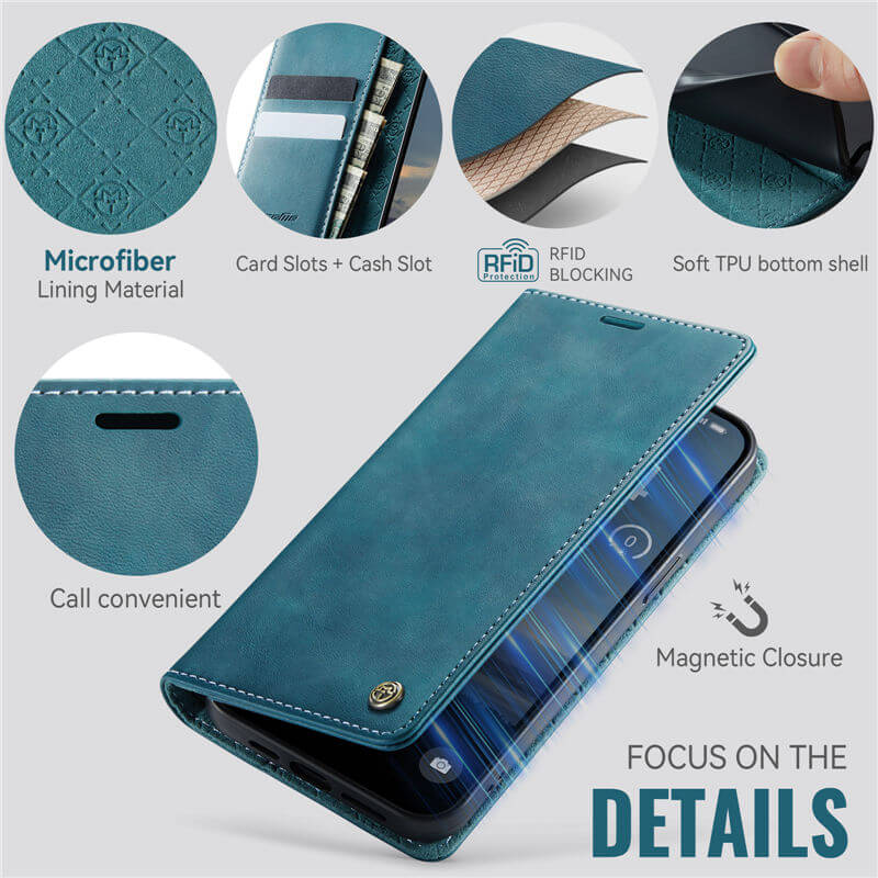 CaseMe iPhone 13 Pro Magnetic Wallet Case with RFID Blocking