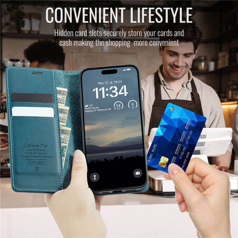 CaseMe iPhone 13 Pro Magnetic Wallet Case with RFID Blocking
