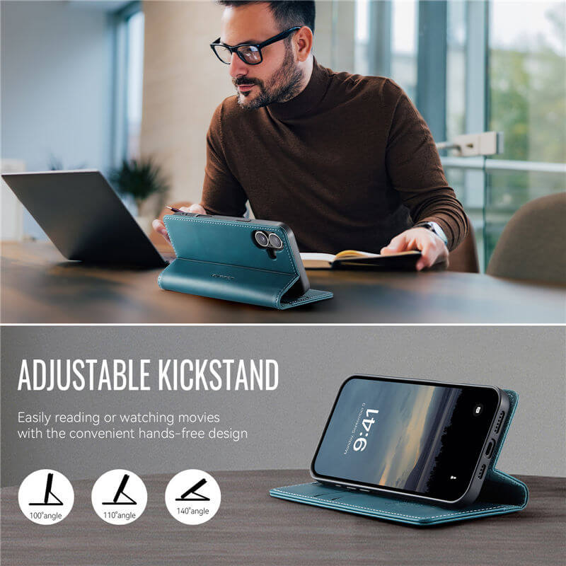 CaseMe iPhone 16 Plus Magnetic Wallet Case with RFID Blocking