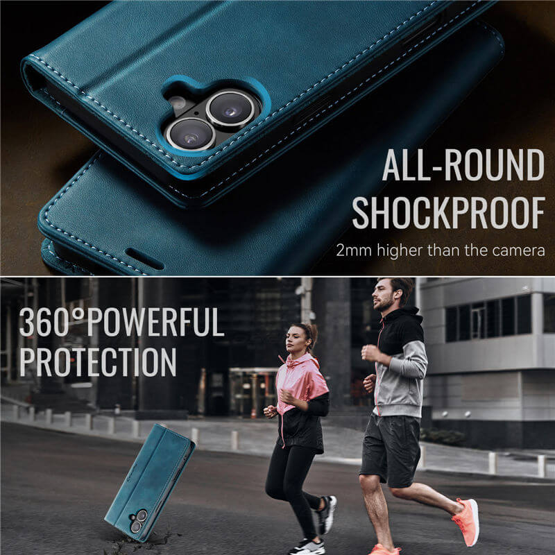 CaseMe iPhone 16 Plus Magnetic Wallet Case with RFID Blocking