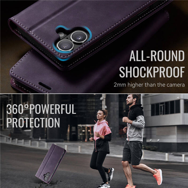CaseMe iPhone 16 Plus Magnetic Wallet Case with RFID Blocking