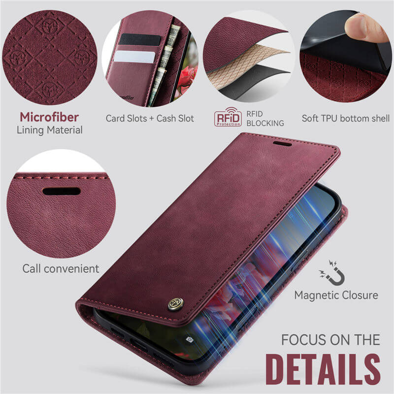 CaseMe iPhone 16 Magnetic Wallet Case with RFID Blocking