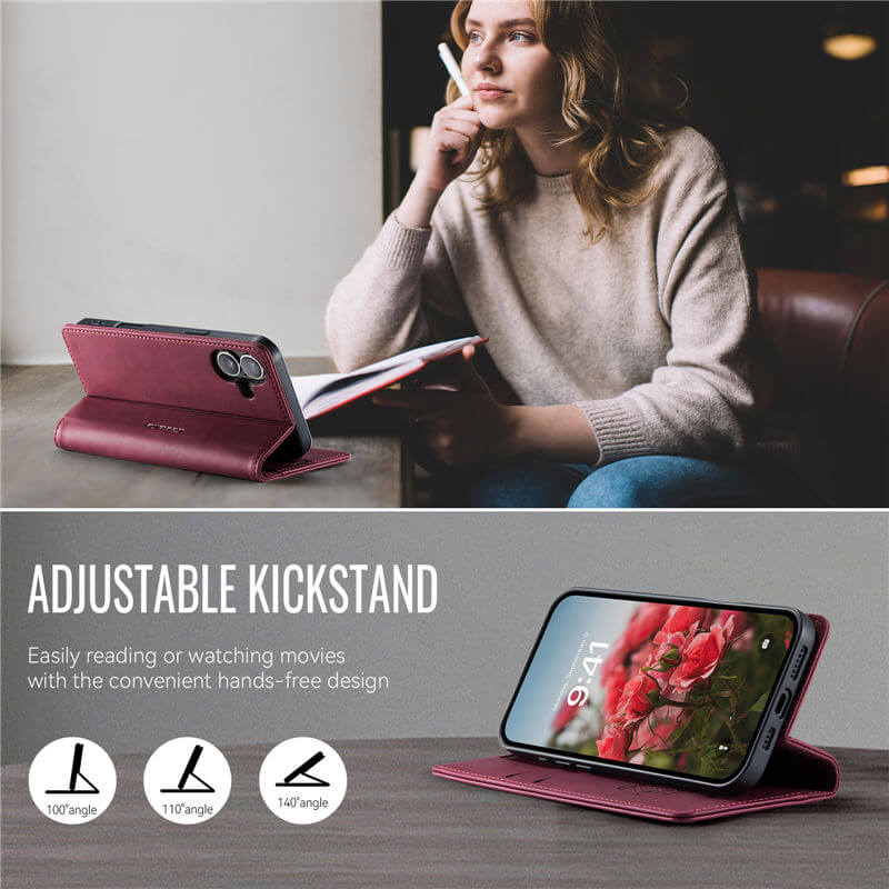 CaseMe iPhone 16 Magnetic Wallet Case with RFID Blocking