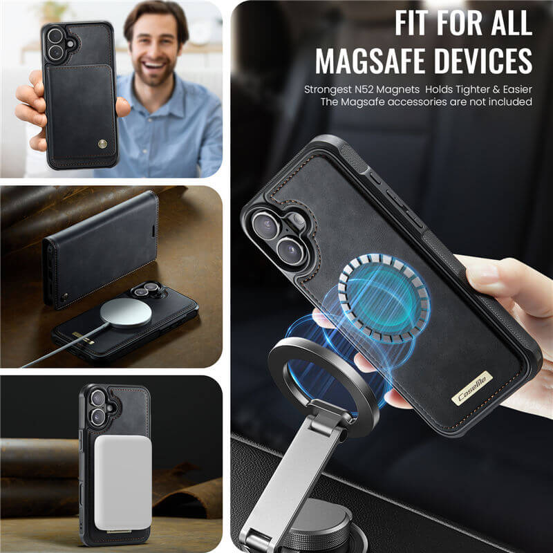 CaseMe iPhone 16 2-in-1 Magnetic Wallet Case