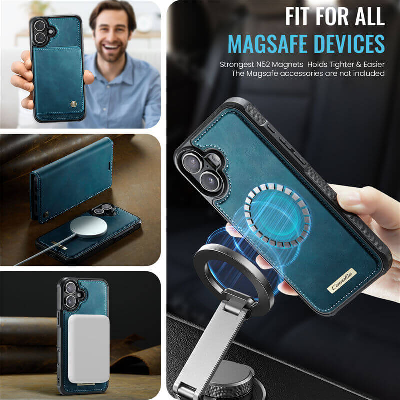CaseMe iPhone 16 Plus 2-in-1 Magnetic Wallet Case