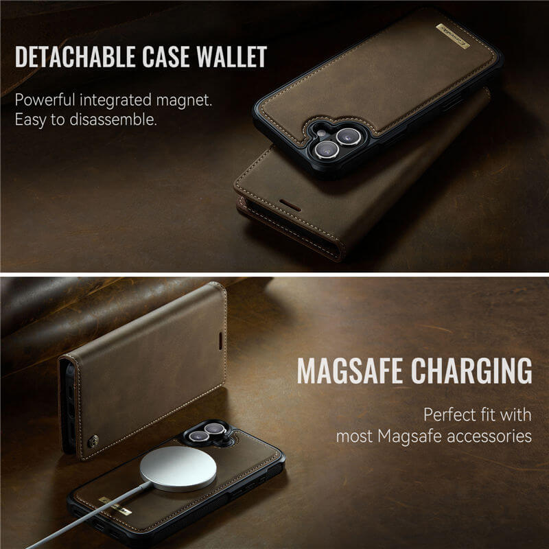 CaseMe iPhone 16 Plus 2-in-1 Magnetic Wallet Case