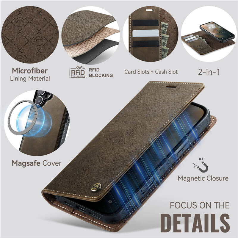 CaseMe iPhone 16 Plus 2-in-1 Magnetic Wallet Case