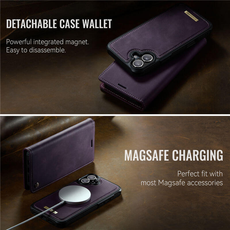 CaseMe iPhone 16 2-in-1 Magnetic Wallet Case