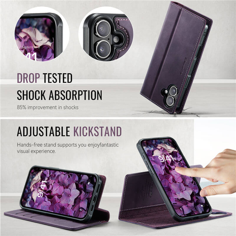 CaseMe iPhone 16 2-in-1 Magnetic Wallet Case
