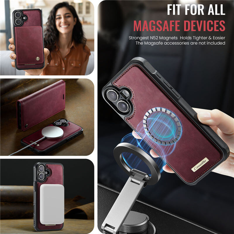 CaseMe iPhone 16 Plus 2-in-1 Magnetic Wallet Case