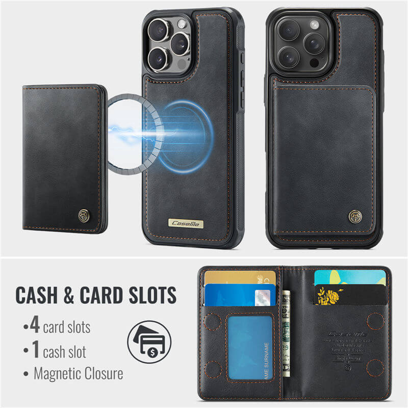 CaseMe iPhone 16 Pro Max 2-in-1 Detachable Magnetic Wallet Case
