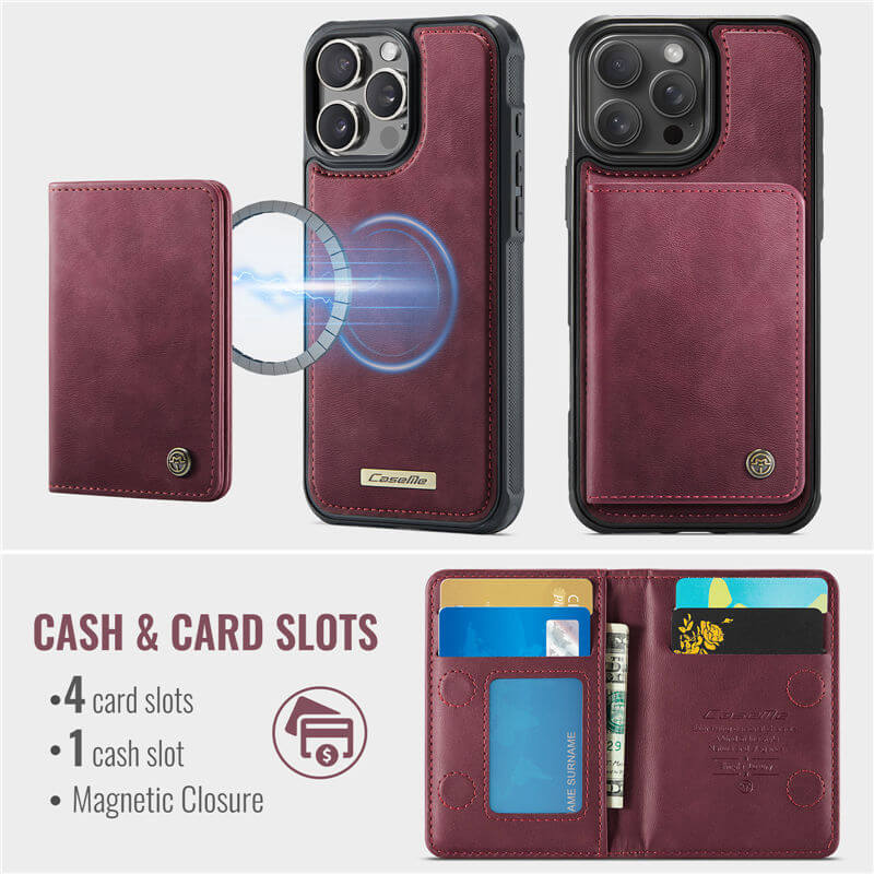 CaseMe iPhone 16 Pro Max 2-in-1 Detachable Magnetic Wallet Case