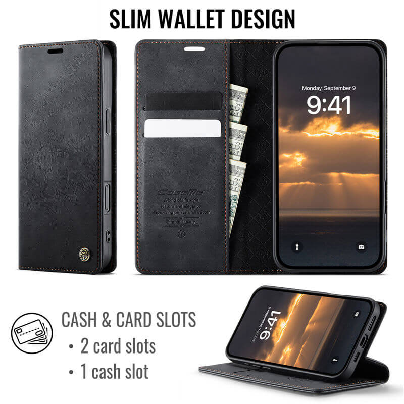 CaseMe iPhone 16 Pro Magnetic Wallet Case with RFID Blocking