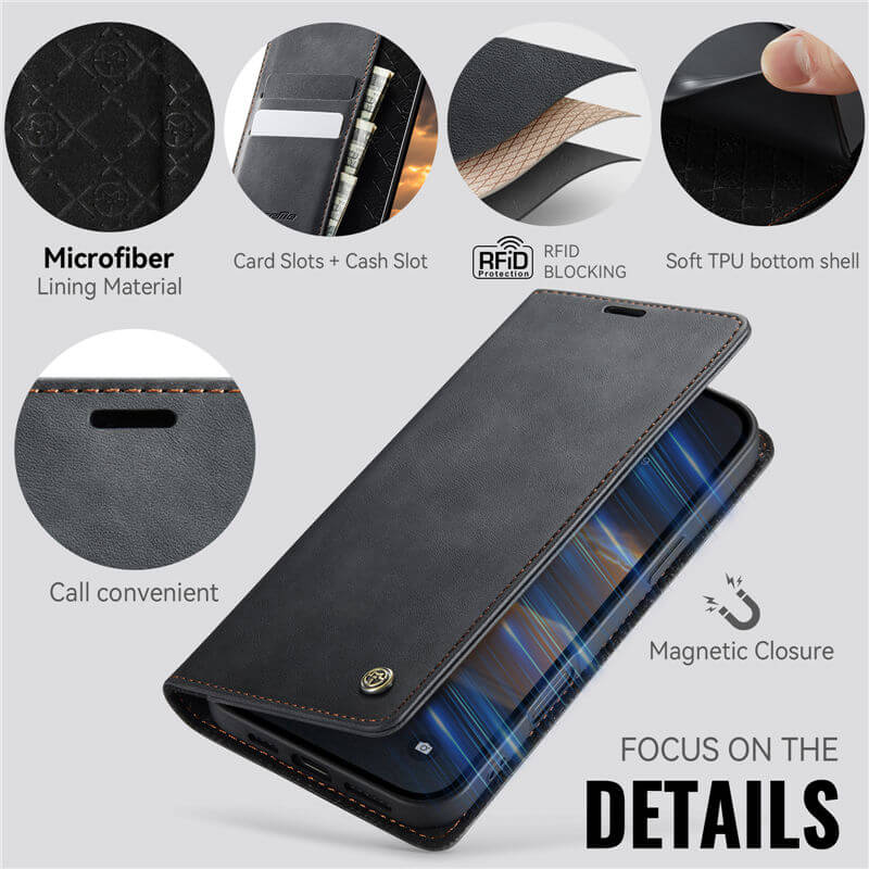 CaseMe iPhone 16 Pro Magnetic Wallet Case with RFID Blocking