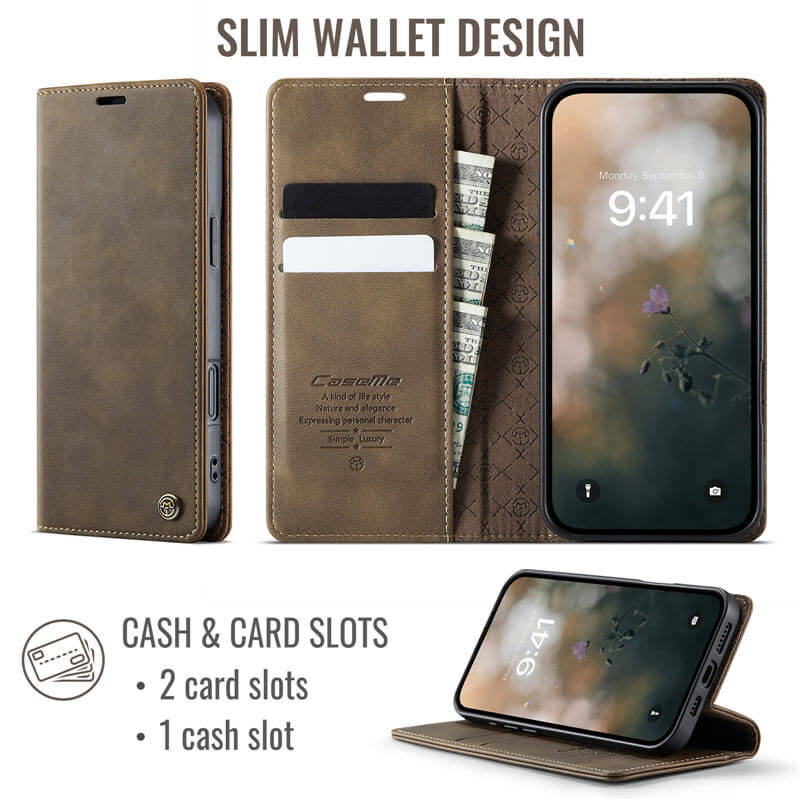 CaseMe iPhone 16 Pro Magnetic Wallet Case with RFID Blocking