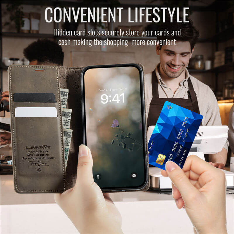 CaseMe iPhone 16 Pro Magnetic Wallet Case with RFID Blocking