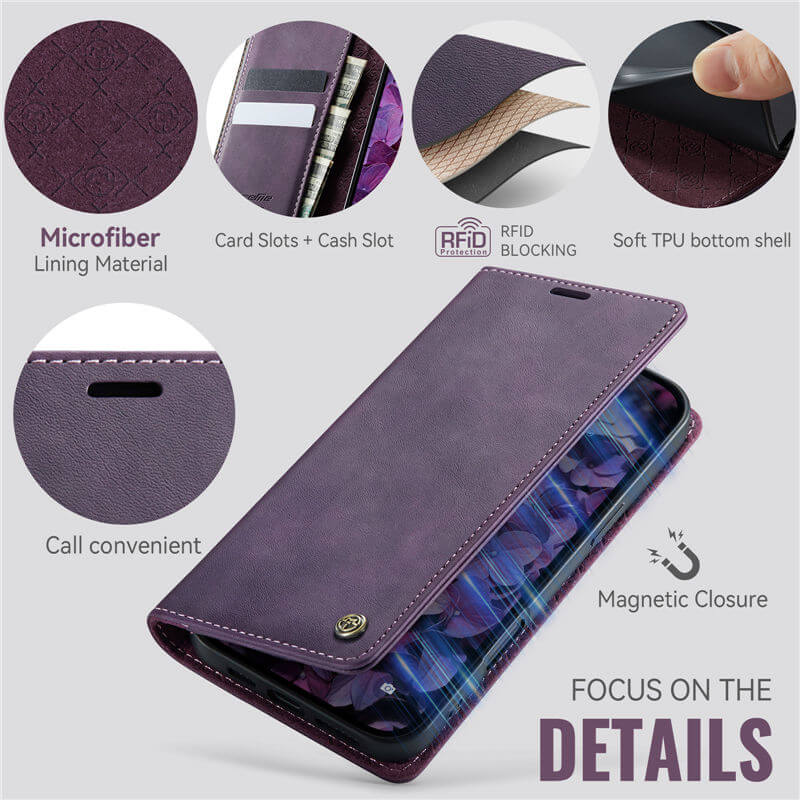 CaseMe iPhone 16 Pro Magnetic Wallet Case with RFID Blocking