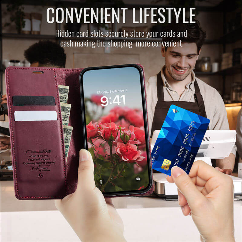 CaseMe iPhone 16 Pro Magnetic Wallet Case with RFID Blocking