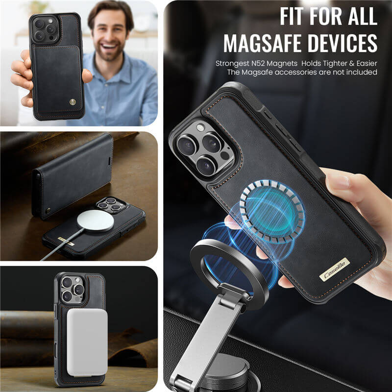 CaseMe iPhone 16 Pro 2-in-1 Magnetic Wallet Case