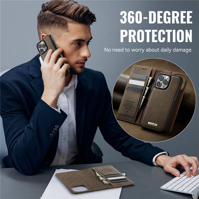 CaseMe iPhone 16 Pro 2-in-1 Magnetic Wallet Case