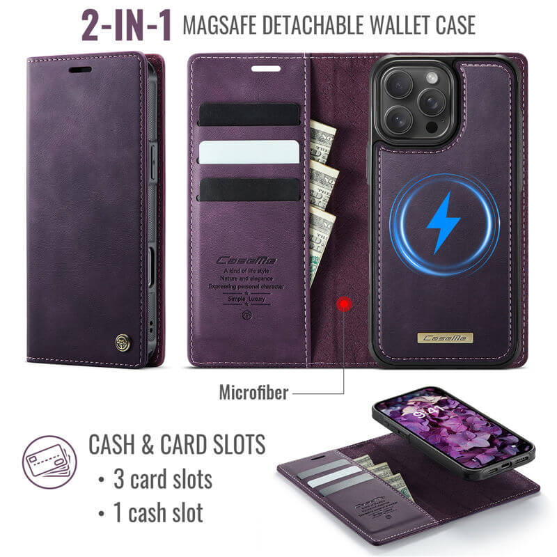 CaseMe iPhone 16 Pro 2-in-1 Magnetic Wallet Case