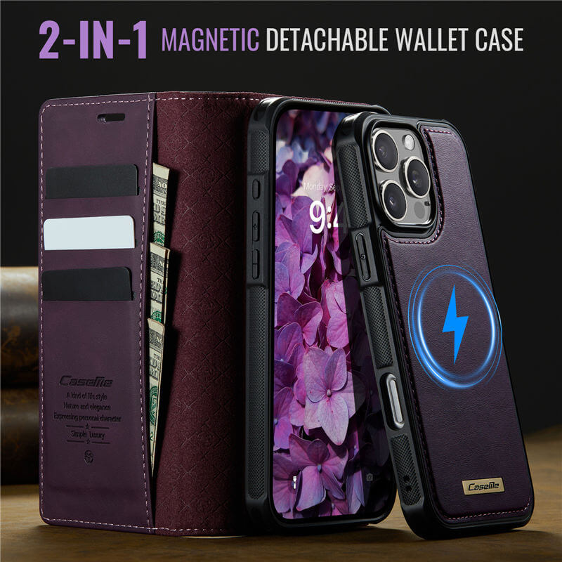 CaseMe iPhone 16 Pro 2-in-1 Magnetic Wallet Case
